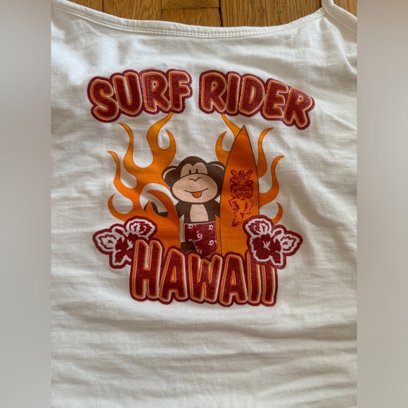 Y2K Vintage Glitter Graphic Hawaii Cami with Flames and Surfing Monkey - Picture 6 of 6